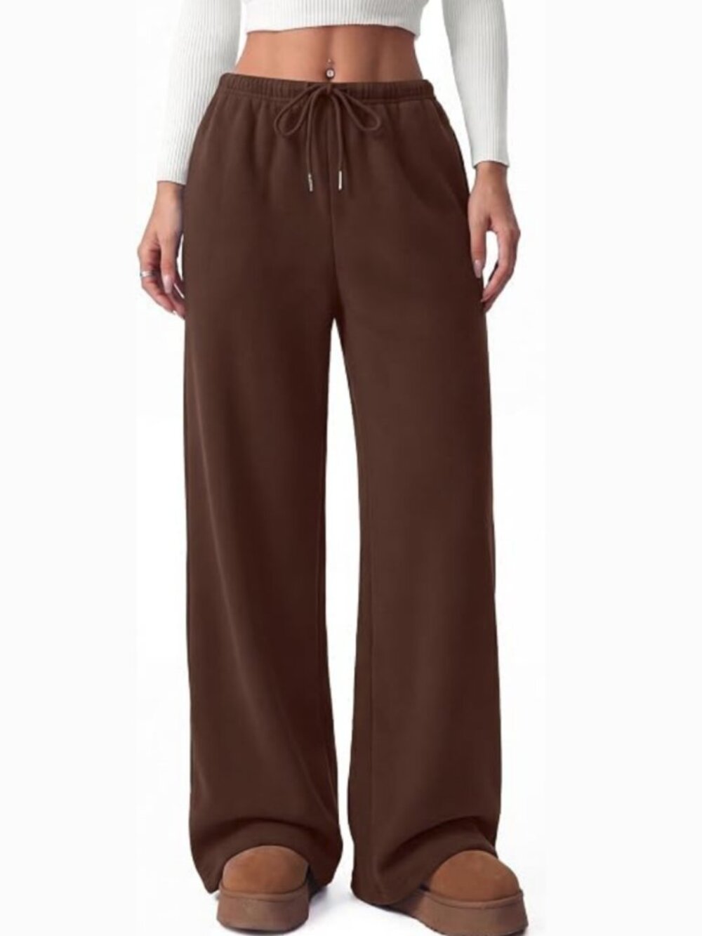 Wide Leg Fleece Lounging Sweatpants with Pockets